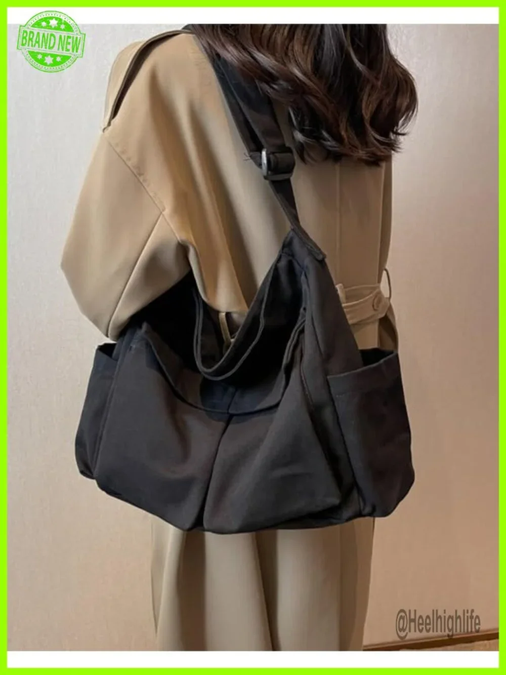 Canvas Hobo Crossbody Shoulder Tote Bag Large Messenger with Multiple Pockets